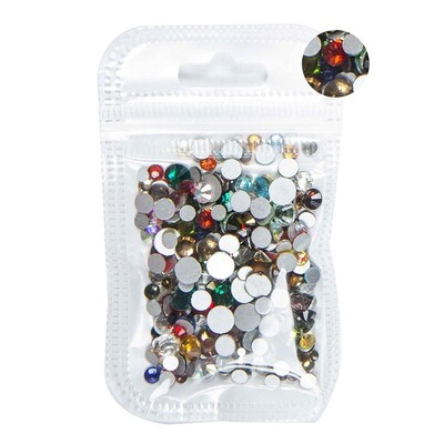 5 grama mješovite veličine ss3-ss30 plavo/zeleno/ružičasto/bijeli opal 3D Crystal Nails Art vještački dijamant, ravni stakleni ukras za nokte