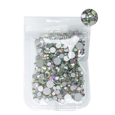 5 grama mješovite veličine ss3-ss30 plavo/zeleno/ružičasto/bijeli opal 3D Crystal Nails Art vještački dijamant, ravni stakleni ukras za nokte