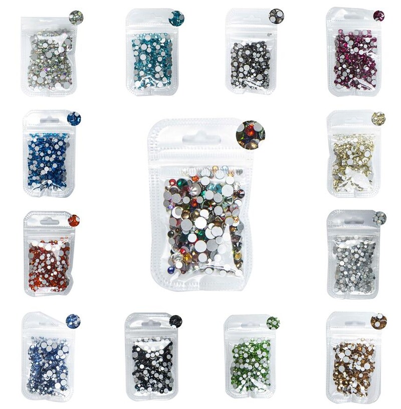 5 grama mješovite veličine ss3-ss30 plavo/zeleno/ružičasto/bijeli opal 3D Crystal Nails Art vještački dijamant, ravni stakleni ukras za nokte