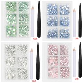 Λευκό/Πράσινο/Μπλε/Ροζ Opal Μίγμα επείγουσα επιδιόρθωση νυχιών Rhinestone Crystal SS6-SS30 Glass Strass Non Hot fix Rhinestones Decoretion