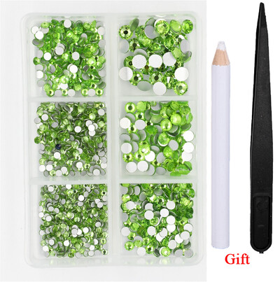 Λευκό/Πράσινο/Μπλε/Ροζ Opal Μίγμα επείγουσα επιδιόρθωση νυχιών Rhinestone Crystal SS6-SS30 Glass Strass Non Hot fix Rhinestones Decoretion