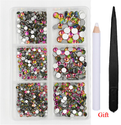 Λευκό/Πράσινο/Μπλε/Ροζ Opal Μίγμα επείγουσα επιδιόρθωση νυχιών Rhinestone Crystal SS6-SS30 Glass Strass Non Hot fix Rhinestones Decoretion