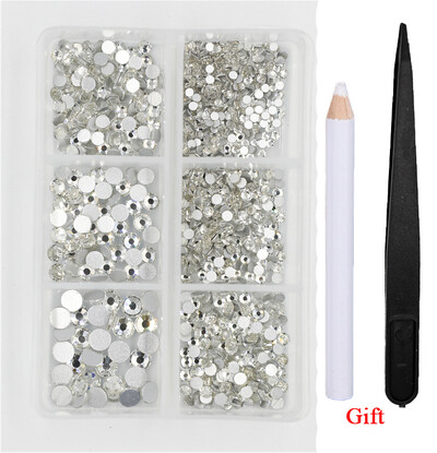 Λευκό/Πράσινο/Μπλε/Ροζ Opal Μίγμα επείγουσα επιδιόρθωση νυχιών Rhinestone Crystal SS6-SS30 Glass Strass Non Hot fix Rhinestones Decoretion