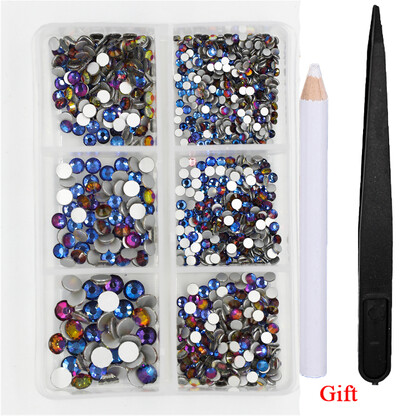 Λευκό/Πράσινο/Μπλε/Ροζ Opal Μίγμα επείγουσα επιδιόρθωση νυχιών Rhinestone Crystal SS6-SS30 Glass Strass Non Hot fix Rhinestones Decoretion