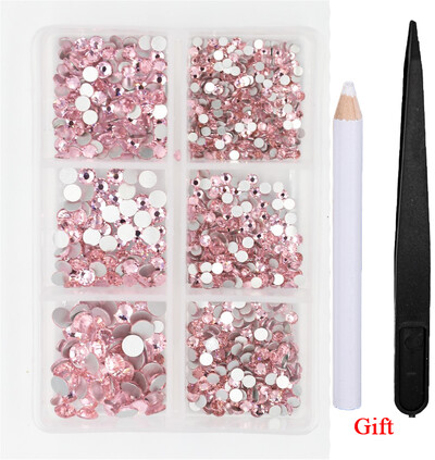 Λευκό/Πράσινο/Μπλε/Ροζ Opal Μίγμα επείγουσα επιδιόρθωση νυχιών Rhinestone Crystal SS6-SS30 Glass Strass Non Hot fix Rhinestones Decoretion