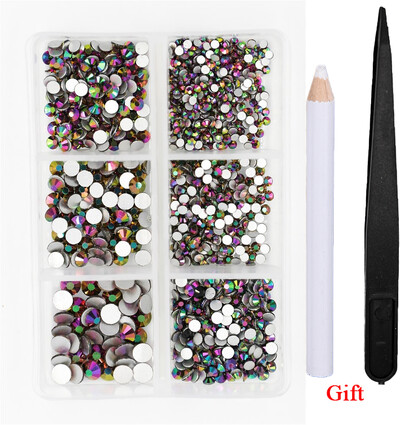 Λευκό/Πράσινο/Μπλε/Ροζ Opal Μίγμα επείγουσα επιδιόρθωση νυχιών Rhinestone Crystal SS6-SS30 Glass Strass Non Hot fix Rhinestones Decoretion