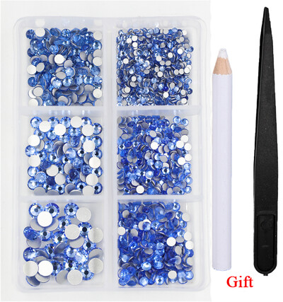 Λευκό/Πράσινο/Μπλε/Ροζ Opal Μίγμα επείγουσα επιδιόρθωση νυχιών Rhinestone Crystal SS6-SS30 Glass Strass Non Hot fix Rhinestones Decoretion