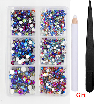 Λευκό/Πράσινο/Μπλε/Ροζ Opal Μίγμα επείγουσα επιδιόρθωση νυχιών Rhinestone Crystal SS6-SS30 Glass Strass Non Hot fix Rhinestones Decoretion