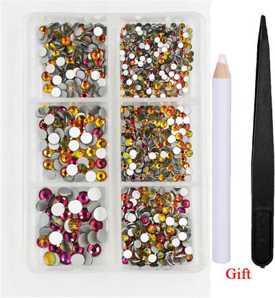 Λευκό/Πράσινο/Μπλε/Ροζ Opal Μίγμα επείγουσα επιδιόρθωση νυχιών Rhinestone Crystal SS6-SS30 Glass Strass Non Hot fix Rhinestones Decoretion