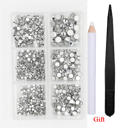 Λευκό/Πράσινο/Μπλε/Ροζ Opal Μίγμα επείγουσα επιδιόρθωση νυχιών Rhinestone Crystal SS6-SS30 Glass Strass Non Hot fix Rhinestones Decoretion