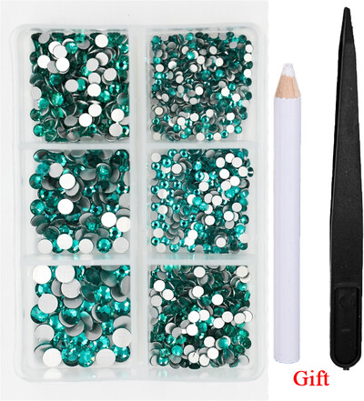 Λευκό/Πράσινο/Μπλε/Ροζ Opal Μίγμα επείγουσα επιδιόρθωση νυχιών Rhinestone Crystal SS6-SS30 Glass Strass Non Hot fix Rhinestones Decoretion