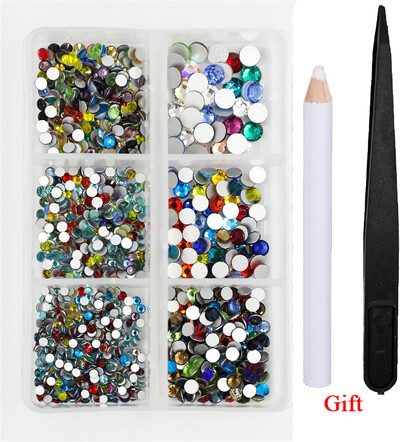 Λευκό/Πράσινο/Μπλε/Ροζ Opal Μίγμα επείγουσα επιδιόρθωση νυχιών Rhinestone Crystal SS6-SS30 Glass Strass Non Hot fix Rhinestones Decoretion