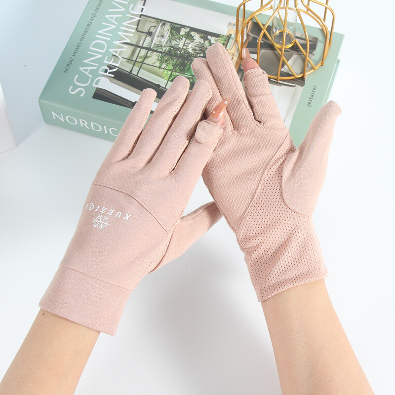 2024 m. naujos moteriškos vasarinės plonos trumpos medvilninės sportinės, neslystančios, kvėpuojančios vairavimo pirštinės, apsaugančios nuo saulės