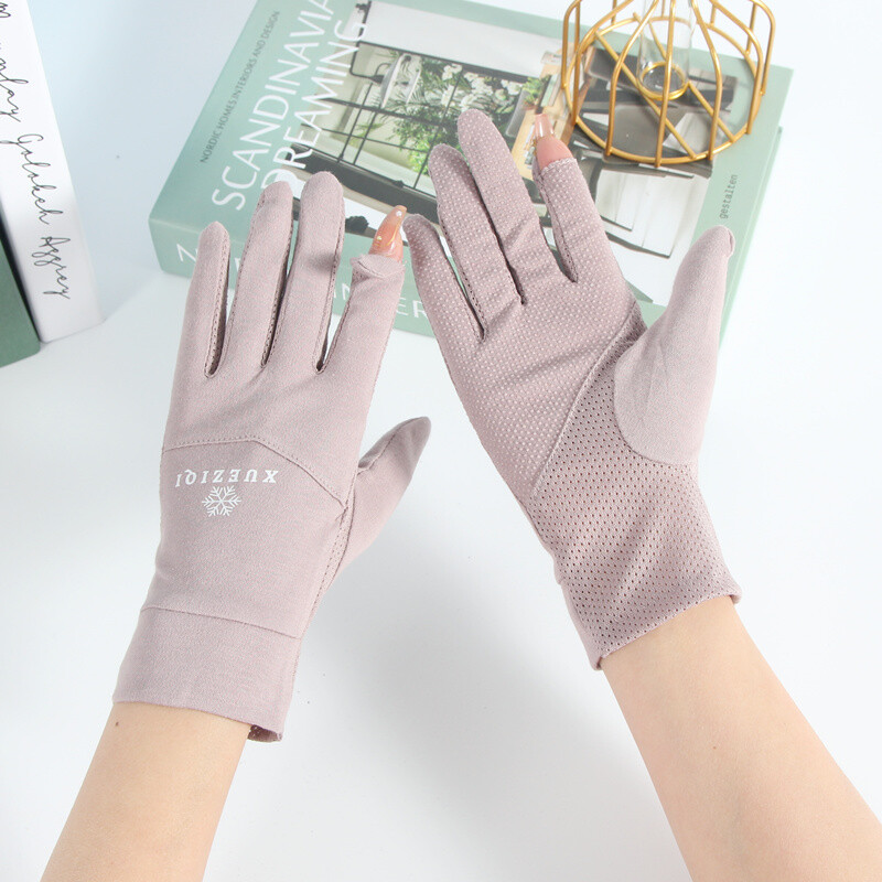 2024 m. naujos moteriškos vasarinės plonos trumpos medvilninės sportinės, neslystančios, kvėpuojančios vairavimo pirštinės, apsaugančios nuo saulės