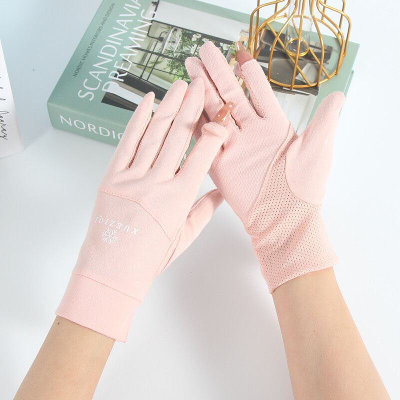 2024 m. naujos moteriškos vasarinės plonos trumpos medvilninės sportinės, neslystančios, kvėpuojančios vairavimo pirštinės, apsaugančios nuo saulės