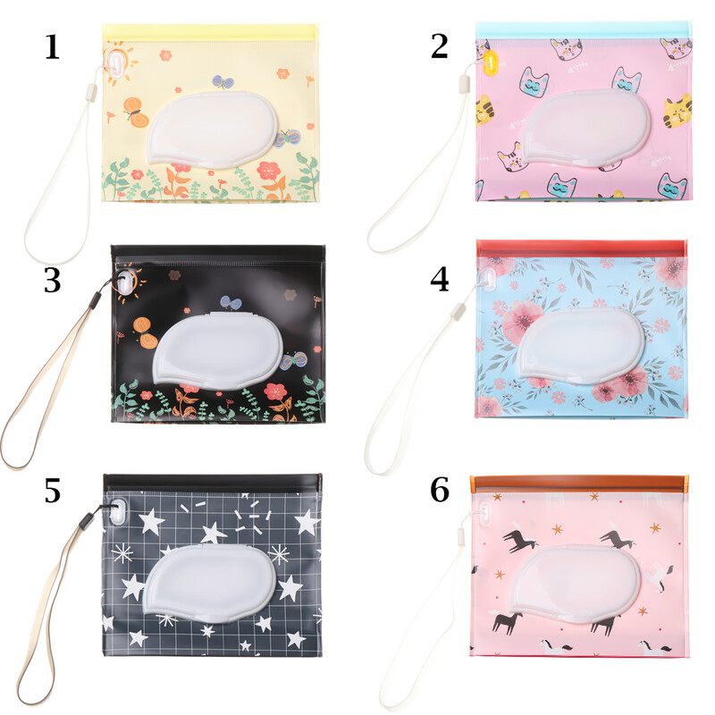 1Pc Cute Baby Wet Wipes Bag Flip Cover Tissue Box Fashion Χρήσιμα καλλυντικά πουγκί Βρεφικό καρότσι μεταφοράς αξεσουάρ θήκης
