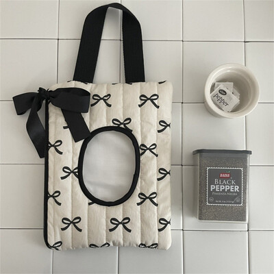Bow Print Flip Cover Кутия за кърпички Калъф за мокри кърпички Висяща чанта за кола Преносим държач за хартия Подвижен калъф за съхранение на салфетки Домашен декор