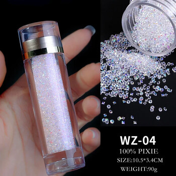 1Bottle Pixie Crystal&AB Nail Art Rhinestones Glitter DIY Crafts Μανικιούρ Γυάλινο Στρας Κοσμήματα Κατασκευής Πέτρες Χάντρες για Ρούχα