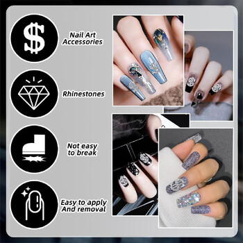 Γούρια νυχιών 30 τμχ Golden Silvery Dollar με στρας, αξεσουάρ Alloy Money Nail Art για διακόσμηση νυχιών