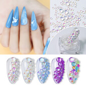 Clou Beaute perle za ukrašavanje noktiju Macaroon boja mješovite veličine Okrugla mala sirena okrugla kugla staklene kristalne perle 3D ukrasi od kamenčića DIY