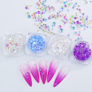 Clou Beaute Nail Art Beads Macaroon Χρώμα Μικτό Μέγεθος Γοργόνα Στρογγυλό Μικροσκοπικό Μπαλάκι Γυάλινες Κρυστάλλινες Χάντρες Τρισδιάστατα στρας DIY Διακόσμηση