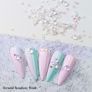 Clou Beaute Nail Art Beads Macaroon Χρώμα Μικτό Μέγεθος Γοργόνα Στρογγυλό Μικροσκοπικό Μπαλάκι Γυάλινες Κρυστάλλινες Χάντρες Τρισδιάστατα στρας DIY Διακόσμηση