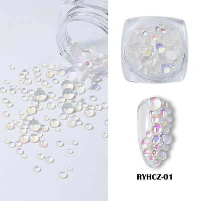 Clou Beaute perle za ukrašavanje noktiju Macaroon boja mješovite veličine Okrugla mala sirena okrugla kugla staklene kristalne perle 3D ukrasi od kamenčića DIY