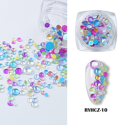 Clou Beaute perle za ukrašavanje noktiju Macaroon boja mješovite veličine Okrugla mala sirena okrugla kugla staklene kristalne perle 3D ukrasi od kamenčića DIY