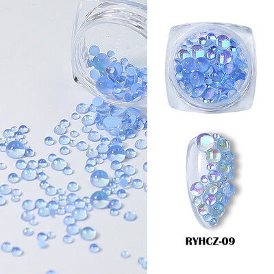 Clou Beaute perle za ukrašavanje noktiju Macaroon boja mješovite veličine Okrugla mala sirena okrugla kugla staklene kristalne perle 3D ukrasi od kamenčića DIY