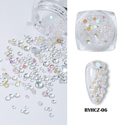 Clou Beaute perle za ukrašavanje noktiju Macaroon boja mješovite veličine Okrugla mala sirena okrugla kugla staklene kristalne perle 3D ukrasi od kamenčića DIY