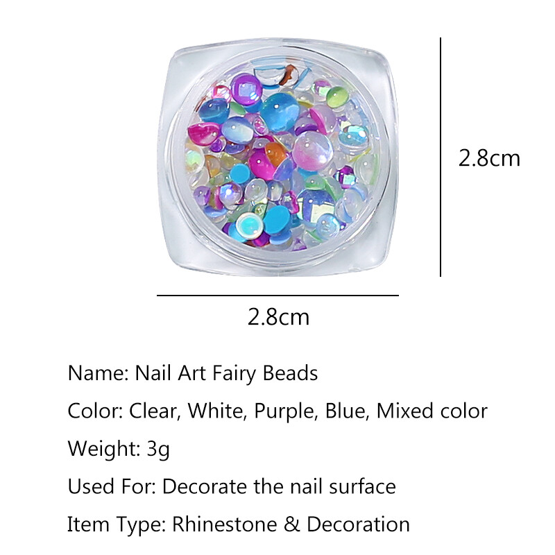Clou Beaute perle za ukrašavanje noktiju Macaroon boja mješovite veličine Okrugla mala sirena okrugla kugla staklene kristalne perle 3D ukrasi od kamenčića DIY