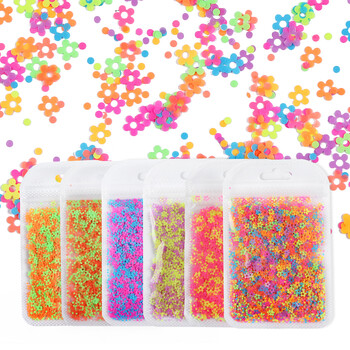 Mix Fluorescence Plum Flower πούλιες για σχέδιο νυχιών Sparkly Glitter Flakes Nail Art Decorations Αξεσουάρ για μανικιούρ Gel Polish