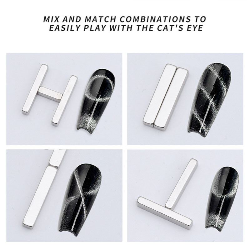 Bar Magnet Nail UV Gel Strip Μαγνητική ράβδος French Cat Eye Nail Polish Magnetic Attraction Magnets Σετ 4τμχ Εργαλείο σαλονιού μανικιούρ