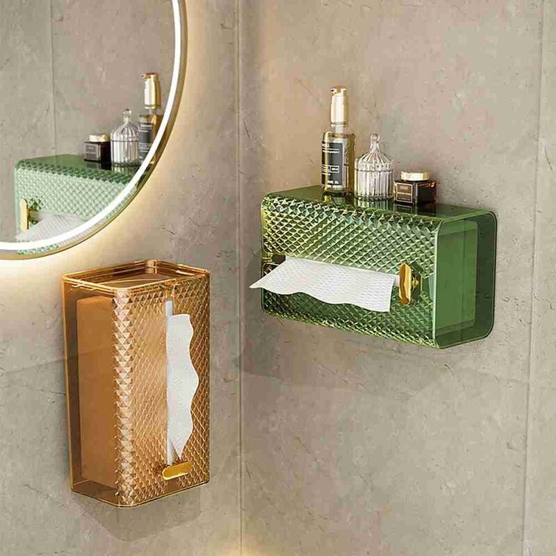 Cutie creativă pentru șervețele, fără perforare, montată pe perete, cutie de depozitare pentru șervețele, pentru bucătărie, baie, organizator de hârtie