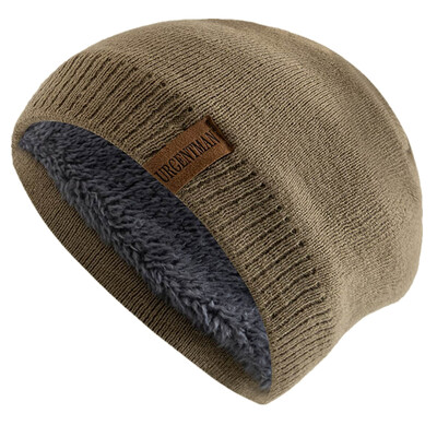 Unisex Letter Labal Zimske kape Jednobojne pletene kape za muškarce i žene Beanie kape s dodanom krznenom podstavom Tople sportske kape