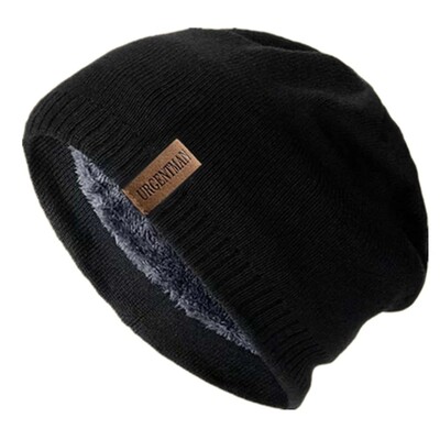 Unisex Letter Labal Zimske kape Jednobojne pletene kape za muškarce i žene Beanie kape s dodanom krznenom podstavom Tople sportske kape