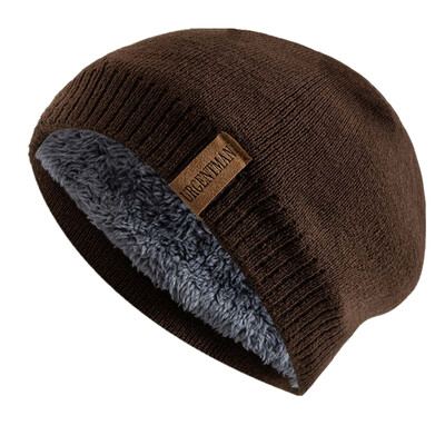 Unisex Letter Labal Zimske kape Jednobojne pletene kape za muškarce i žene Beanie kape s dodanom krznenom podstavom Tople sportske kape