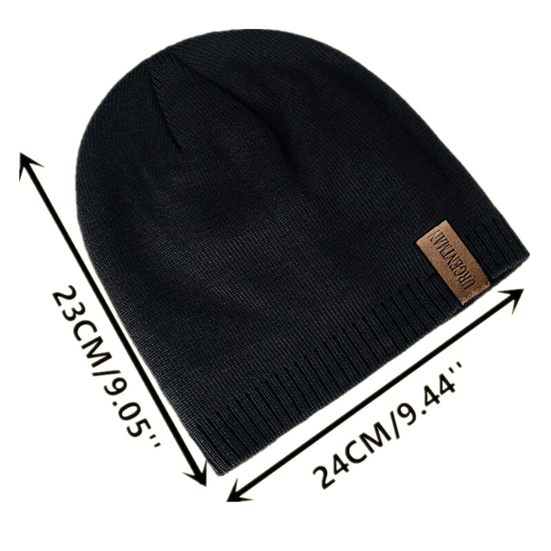 Unisex Letter Labal Zimske kape Jednobojne pletene kape za muškarce i žene Beanie kape s dodanom krznenom podstavom Tople sportske kape