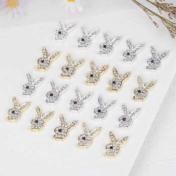 Luxury Nail Charms Gold Alloy Bunny Glitter Diamond Rhinestone Crystal for DIY Jewelry Manicure Nail Art Decorations Αξεσουάρ