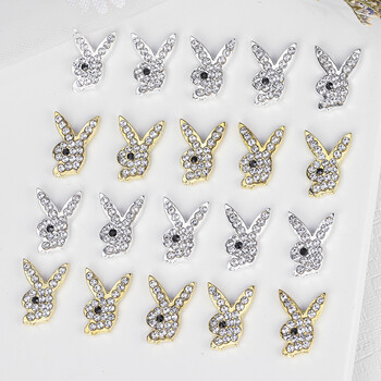 Luxury Nail Charms Gold Alloy Bunny Glitter Diamond Rhinestone Crystal for DIY Jewelry Manicure Nail Art Decorations Αξεσουάρ