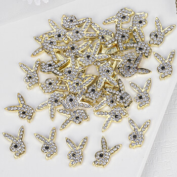 Luxury Nail Charms Gold Alloy Bunny Glitter Diamond Rhinestone Crystal for DIY Jewelry Manicure Nail Art Decorations Αξεσουάρ