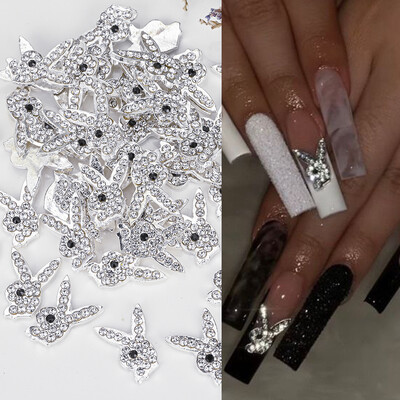 Luxury Nail Charms Gold Alloy Bunny Glitter Diamond Rhinestone Crystal for DIY Jewelry Manicure Nail Art Decorations Αξεσουάρ