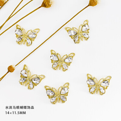 Luksuzni privjesci za nokte Zlatna legura Zeko Glitter Diamond Rhinestone Crystal za DIY nakit Manikura Nail Art Decorations Dodaci