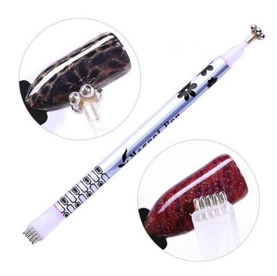 1 kom Dvoglavi cvjetni dizajn magnetne olovke za nokte Magnetni štap 3D magnetni mačkasti gel lak alati za ukrašavanje noktiju za salon/studio/kuću