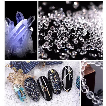 1440 τμχ Crystal AB Mini Nail Rhinestone Crystal 3D Nail Rhinestone Διακόσμηση DIY Nails Art Pixie Rhinestone Micro Diamond Gems