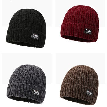 NIXHIT Plus Velvet Thick Warm Furm Skullies Beanies Мъжки зимни шапки Плетени шапки Riding For Men Шапка от шенилно руно Мъжка шапка Z256