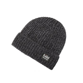 NIXHIT Plus Velvet Thick Warm Furm Skullies Beanies Мъжки зимни шапки Плетени шапки Riding For Men Шапка от шенилно руно Мъжка шапка Z256