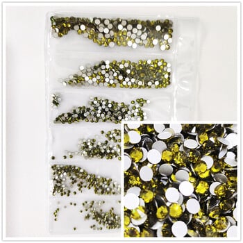 1200 τμχ Μικτά μεγέθη Crystal Clear AB Non Hotfix Flatback Strass Glitter Nail Art Rhinestones για τρισδιάστατα ρούχα Διακοσμητικά νυχιών