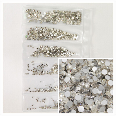 1200 komada različitih veličina Kristalno prozirni AB bez hitnih popravka Flatback Strass Glitter Nail Art Ukrasi za 3D odjeću Nail Art Dekoracije