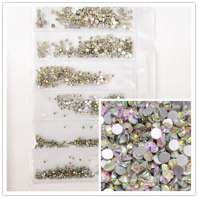 1200 komada različitih veličina Kristalno prozirni AB bez hitnih popravka Flatback Strass Glitter Nail Art Ukrasi za 3D odjeću Nail Art Dekoracije